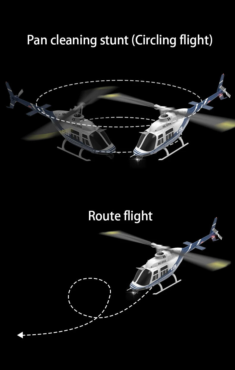 C138 RC Helicopter Bell 206 Model 1:33 Scale 2.4GHz 6-Axis Gyro Altitude Hold RT
