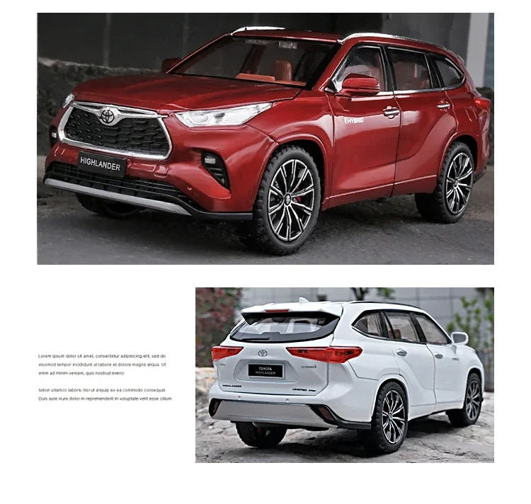 1:24 Toyota Highlander SUV Diecast Alloy Model Car – Sound & Light Collectible Toy
