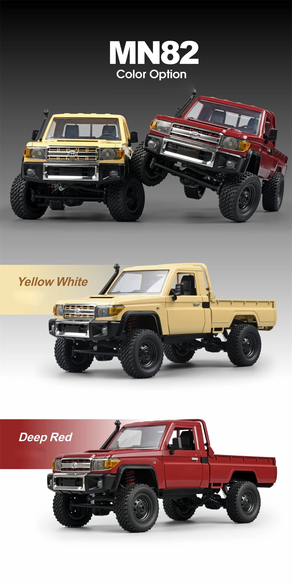 Toyota Land Cruiser MN82 RC Car Crawler – 1:12 Scale 2.4G 4WD Off-Road Truck