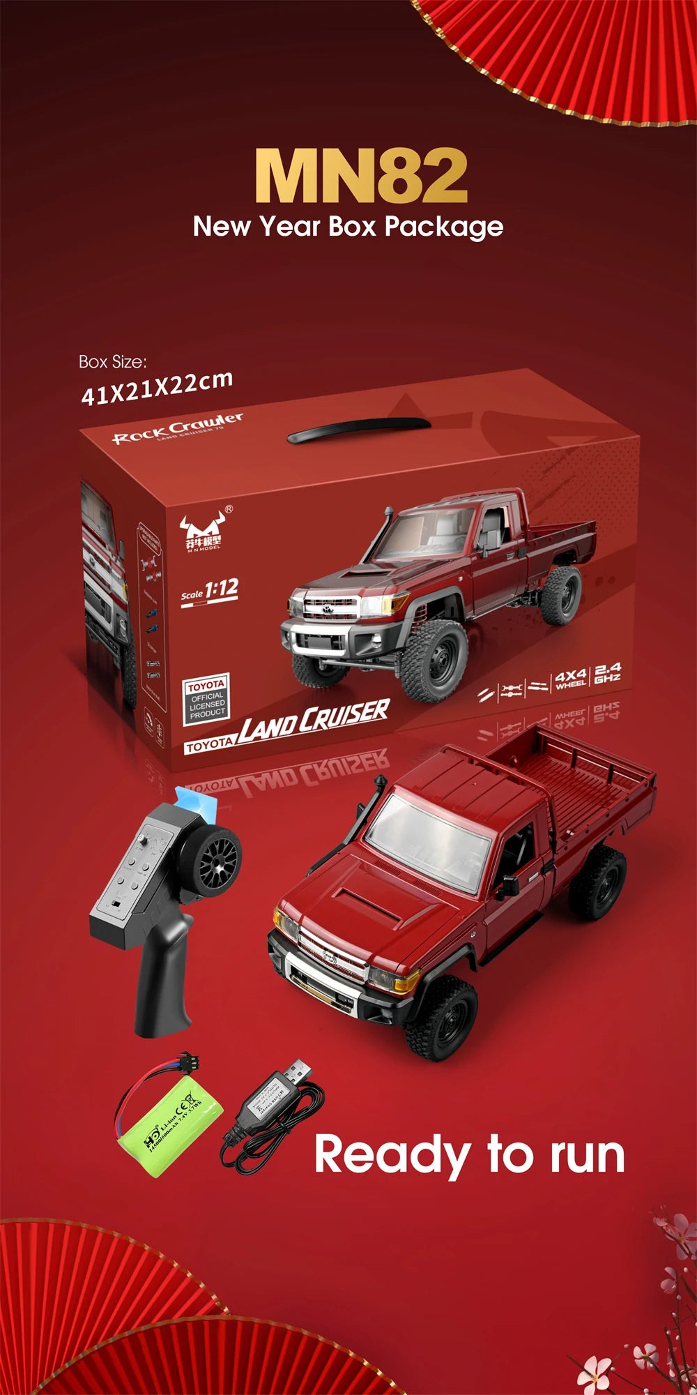 Toyota Land Cruiser MN82 RC Car Crawler – 1:12 Scale 2.4G 4WD Off-Road Truck