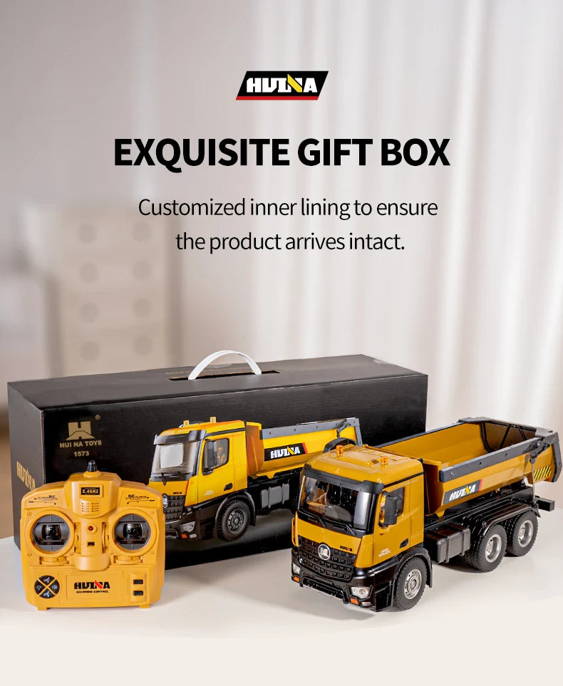 HuiNa 1573 1/14 RC Dump Truck 10CH Alloy Construction Vehicle Remote Control