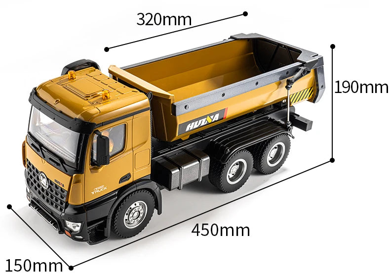 HuiNa 1573 1/14 RC Dump Truck 10CH Alloy Construction Vehicle Remote Control