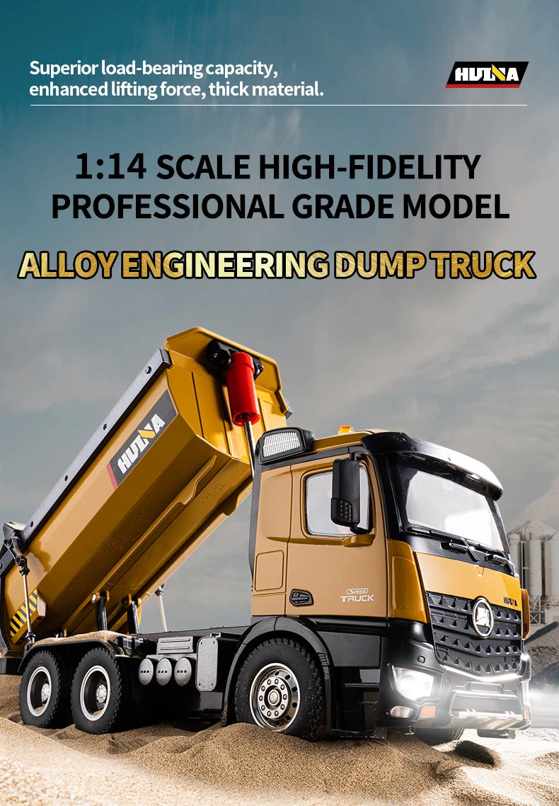 HuiNa 1573 1/14 RC Dump Truck 10CH Alloy Construction Vehicle Remote Control