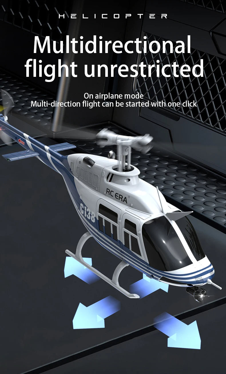 C138 RC Helicopter Bell 206 Model 1:33 Scale 2.4GHz 6-Axis Gyro Altitude Hold RT