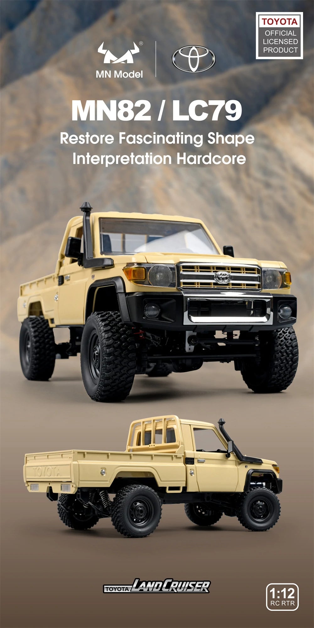 Toyota Land Cruiser MN82 RC Car Crawler – 1:12 Scale 2.4G 4WD Off-Road Truck