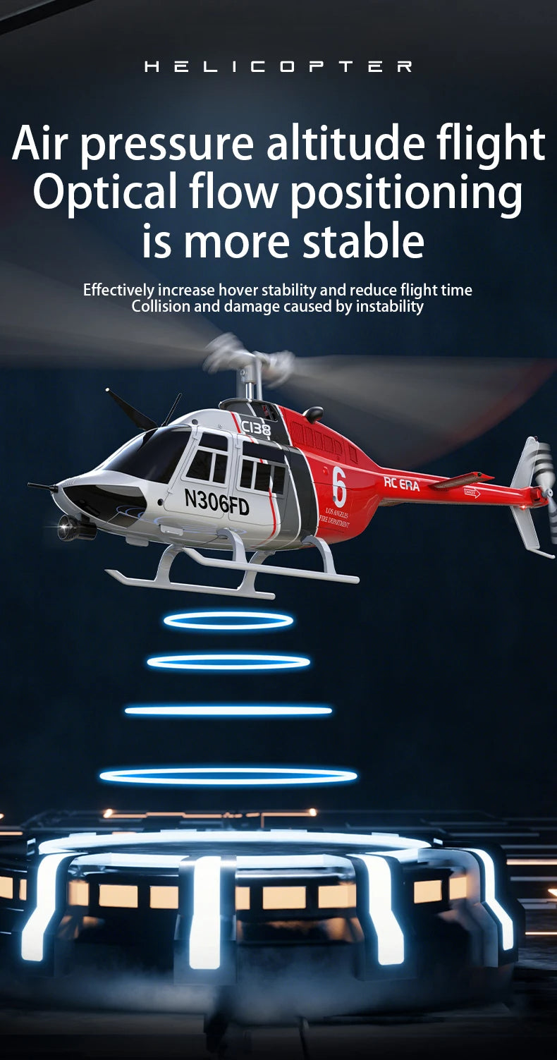 C138 RC Helicopter Bell 206 Model 1:33 Scale 2.4GHz 6-Axis Gyro Altitude Hold RT