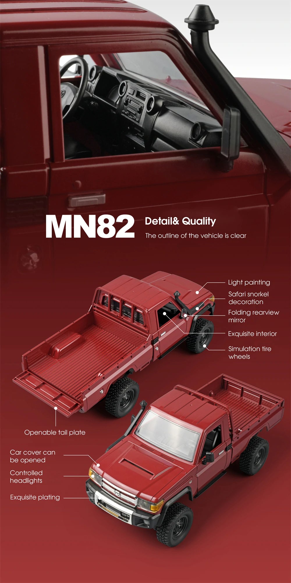 Toyota Land Cruiser MN82 RC Car Crawler – 1:12 Scale 2.4G 4WD Off-Road Truck