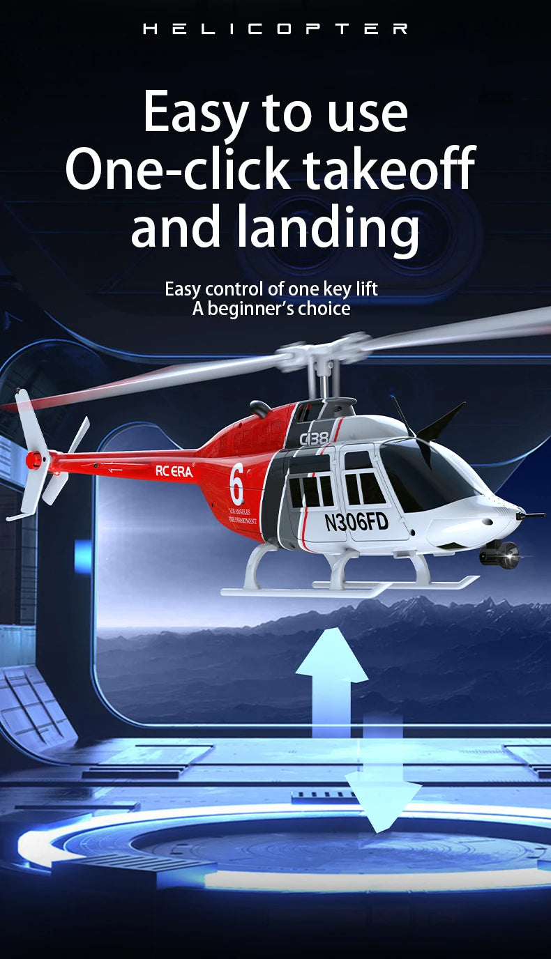 C138 RC Helicopter Bell 206 Model 1:33 Scale 2.4GHz 6-Axis Gyro Altitude Hold RT
