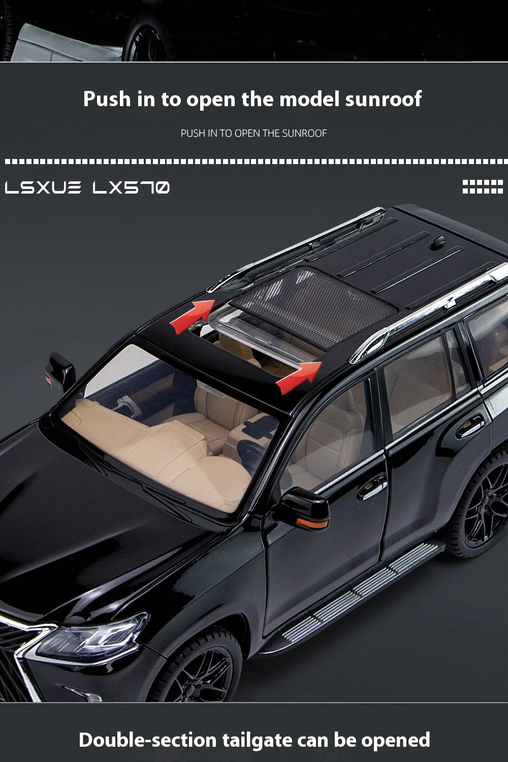 1:18 Lexus LX570 Diecast SUV Model Car – Large Alloy Off-Road Vehicle with Sound & Light