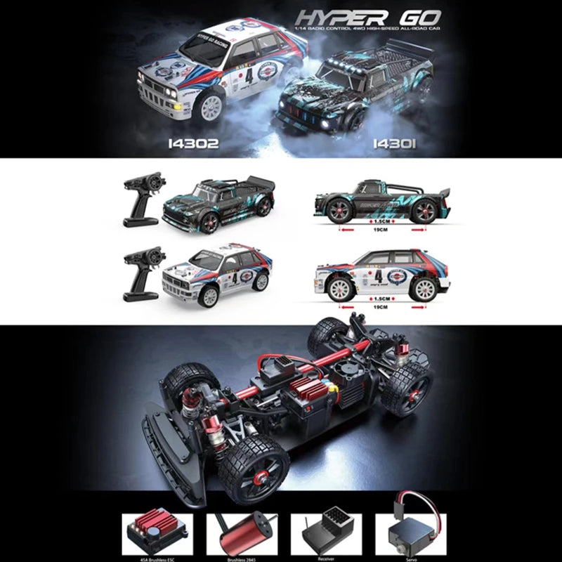 MJX Hyper Go 14301 1:14 RC Car 2.4G High Speed Drift Rally Car Brushless 4WD Off