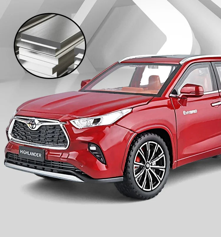 1:24 Toyota Highlander SUV Diecast Alloy Model Car – Sound & Light Collectible Toy