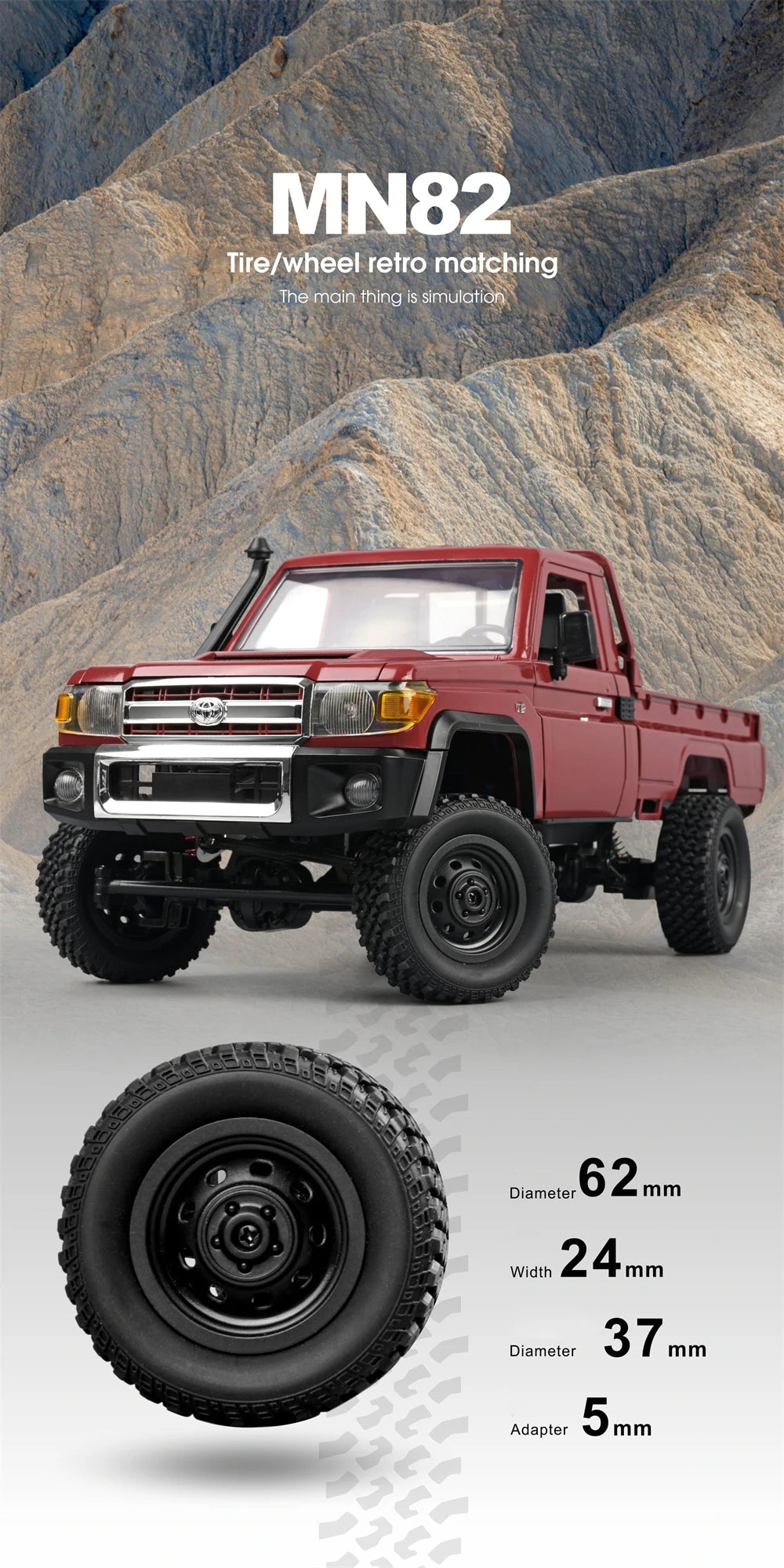 Toyota Land Cruiser MN82 RC Car Crawler – 1:12 Scale 2.4G 4WD Off-Road Truck