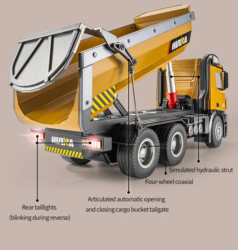 HuiNa 1573 1/14 RC Dump Truck 10CH Alloy Construction Vehicle Remote Control