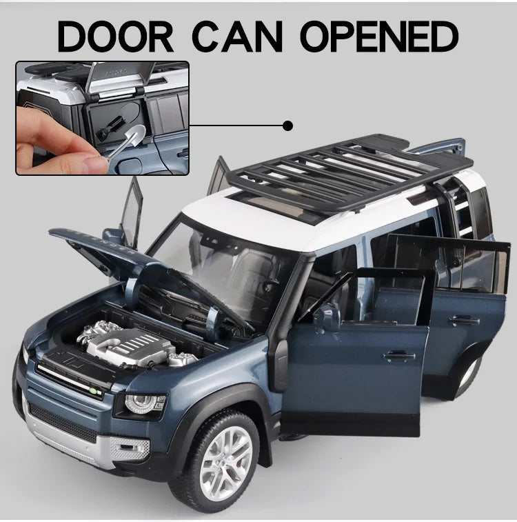 1:18 Land Rover Defender 110 Diecast Model Car – Alloy SUV with Sound & Light Collectible Toy Gift