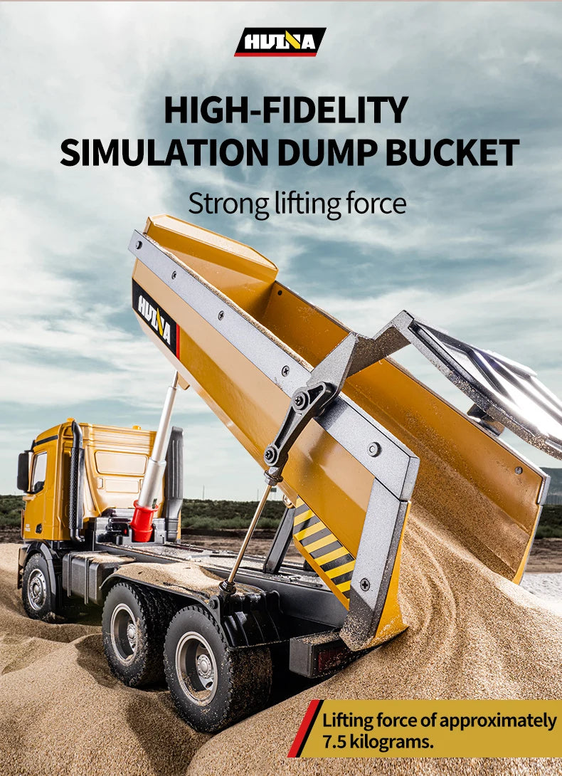 HuiNa 1573 1/14 RC Dump Truck 10CH Alloy Construction Vehicle Remote Control