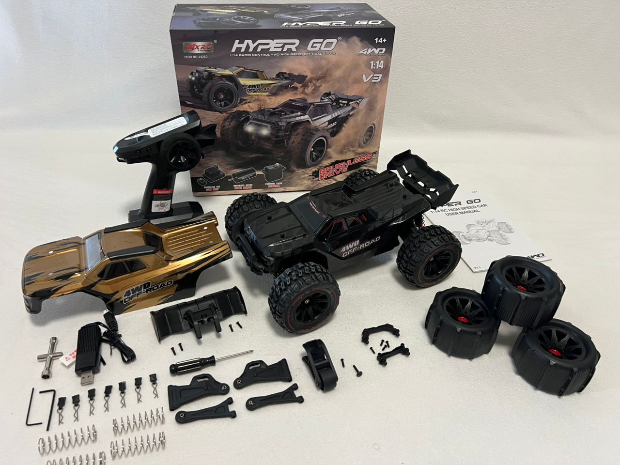 Share MJX HBX Hyper Go 14210 4WD 1/14 Brushless Remote Control RC Off-Road Racing High