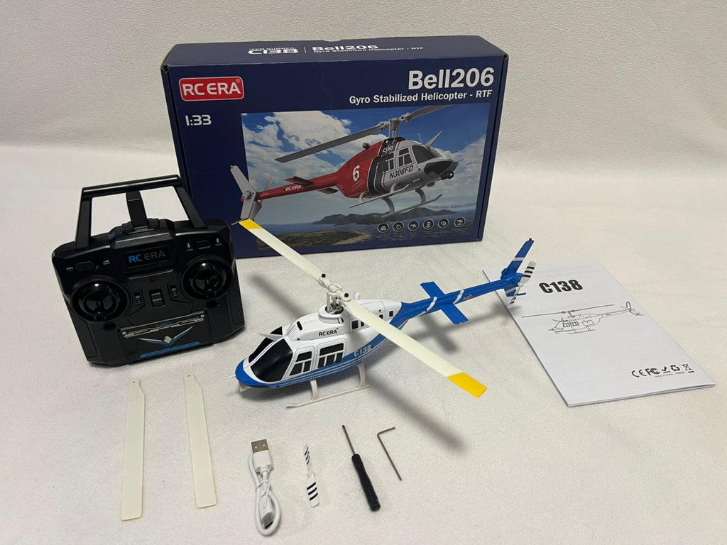 C138 RC Helicopter Bell 206 Model 1:33 Scale 2.4GHz 6-Axis Gyro Altitude Hold RT