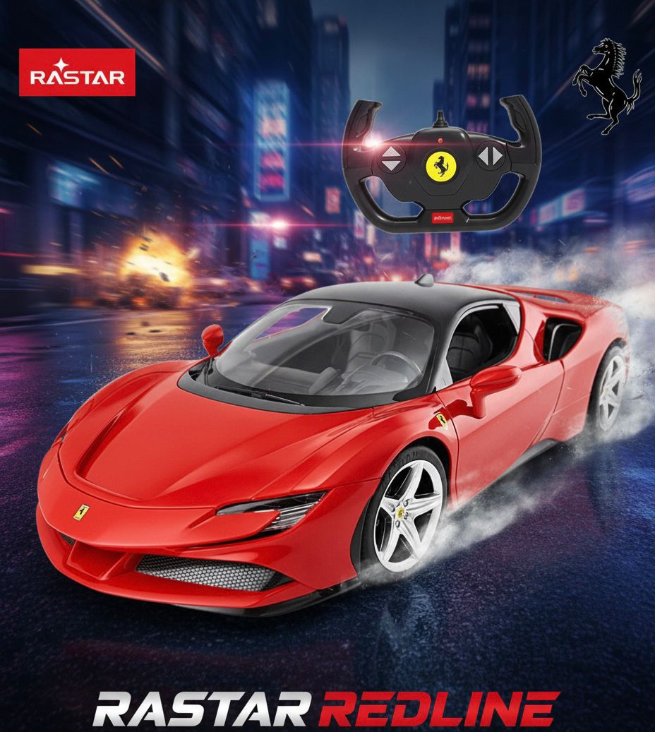 Rastar 1:14 Ferrari SF90 Stradale RC Car Remote 2.4 GHz LED Lights Red