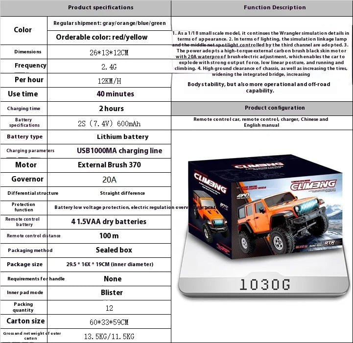 Jeep Rubicon JJRC C8801 4WD RC Crawler
