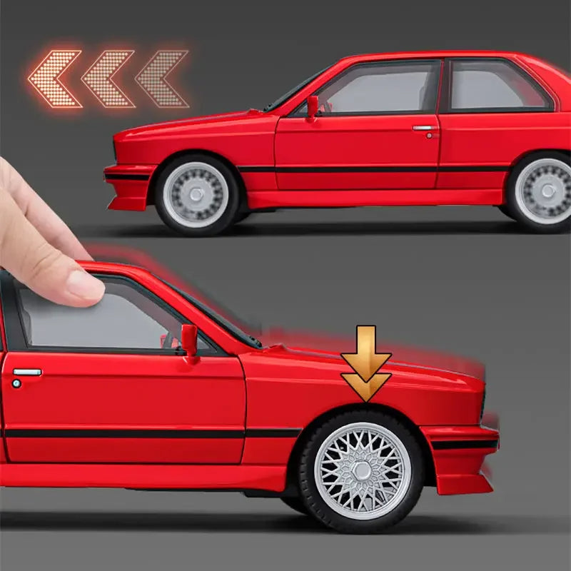 1:24 1988 BMW M3 E30 Diecast Alloy Model Car – Sound & Light Collectible Sports Car