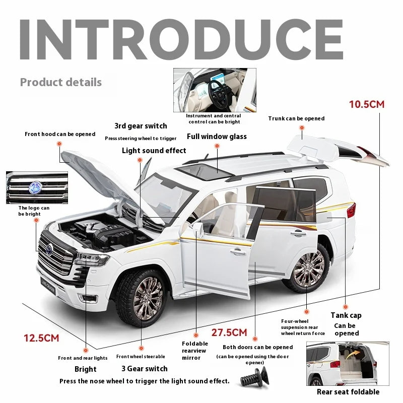 1:18 Toyota Land Cruiser LC300 Diecast SUV Model Car – Alloy Collectible Toy