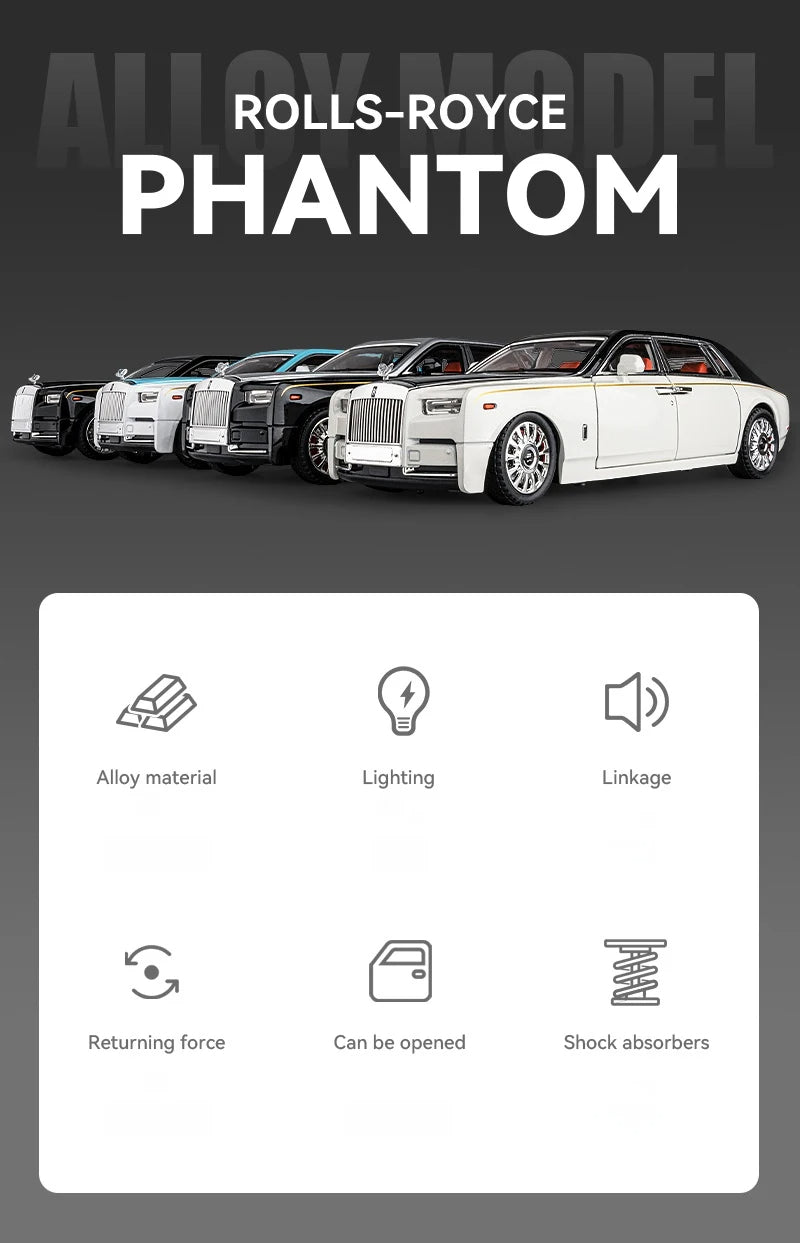 1:18 Rolls-Royce Phantom Diecast Model Car – Luxury Alloy Collectible Toy & Kids Gift