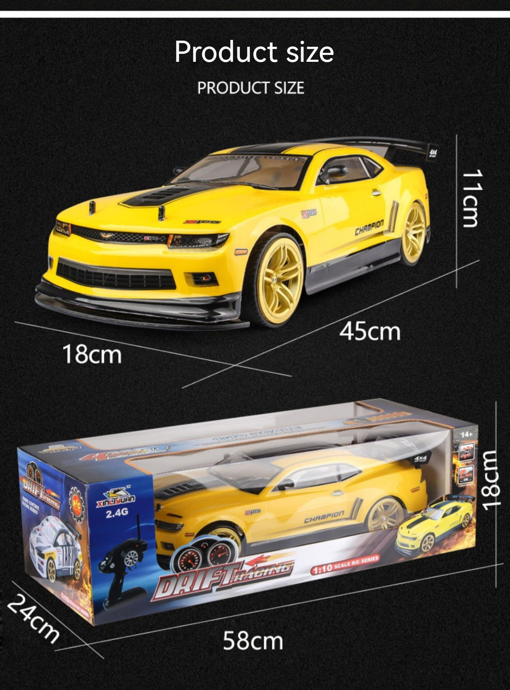 1:10 Scale Brushed RC Drift Car – High-Speed 70km/h Remote Control Racing Car
