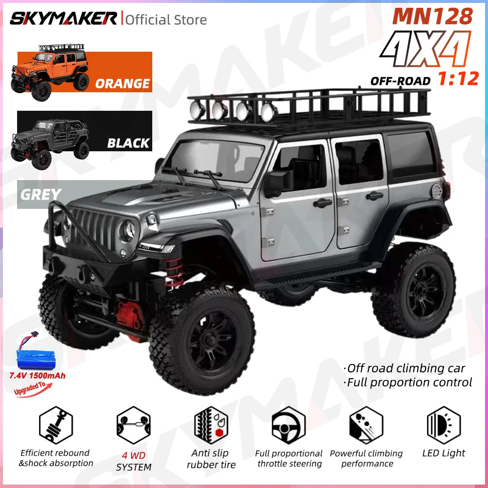 Jeep Wrangler MN128 RC Car Crawler – 1:12 Scale 2.4G 4WD Off-Road Truck