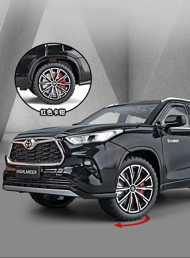 1:24 Toyota Highlander SUV Diecast Alloy Model Car – Sound & Light Collectible Toy