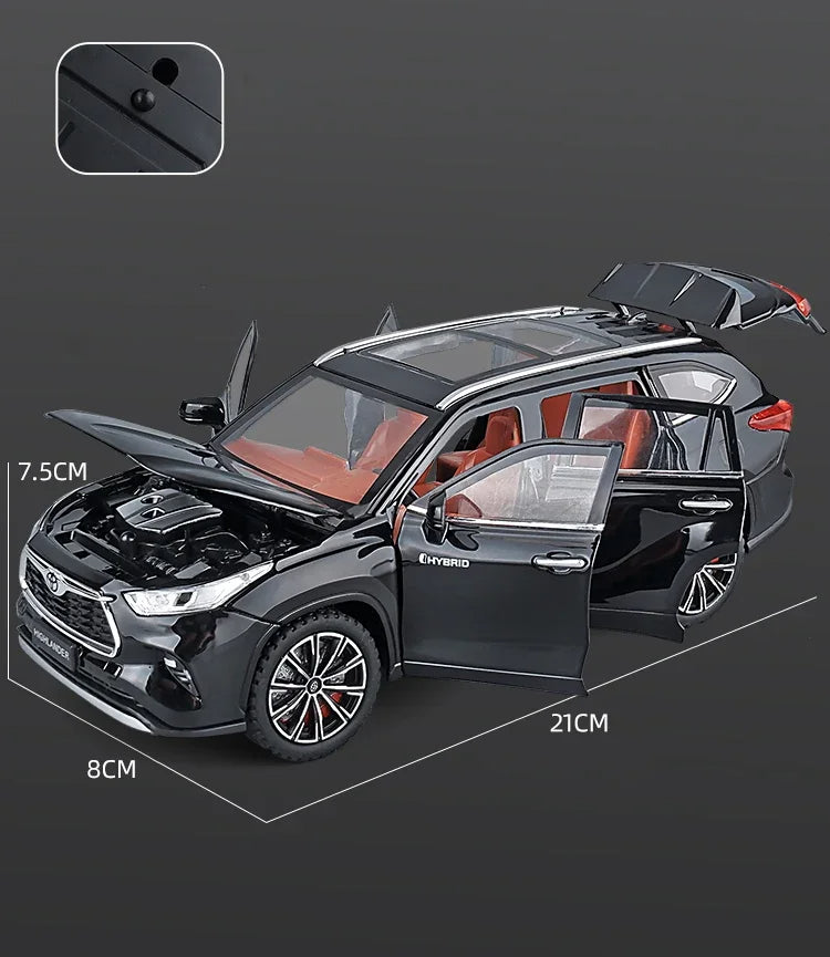 1:24 Toyota Highlander SUV Diecast Alloy Model Car – Sound & Light Collectible Toy
