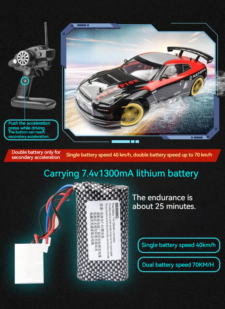 1:10 Scale Brushed RC Drift Car – High-Speed 70km/h Remote Control Racing Car
