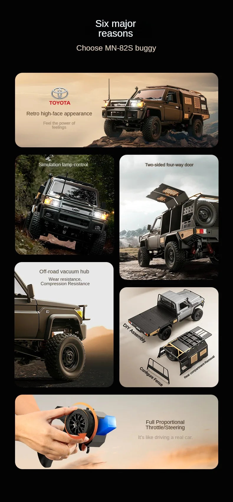 Toyota Land Cruiser MN82S RC Car Crawler – 1:12 Scale 2.4G 4WD Off-Road Truck