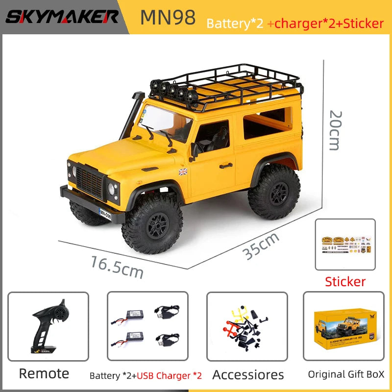 Land Rover Defender MN98 RC Car Crawler – 1:12 Scale 2.4G 4WD Off-Road Truck