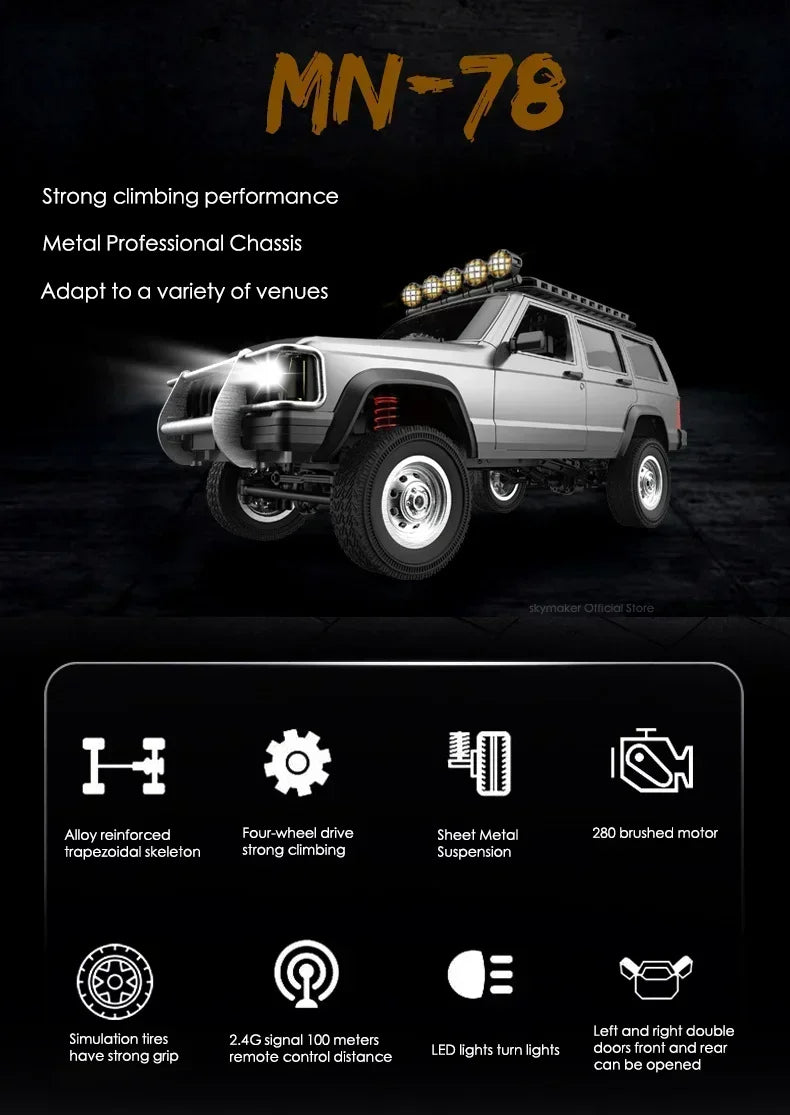 Jeep Cherokee MN78 RC Car Crawler – 1:12 Scale 2.4G 4WD Off-Road Truck
