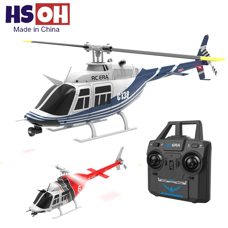 C138 RC Helicopter Bell 206 Model 1:33 Scale 2.4GHz 6-Axis Gyro Altitude Hold RT