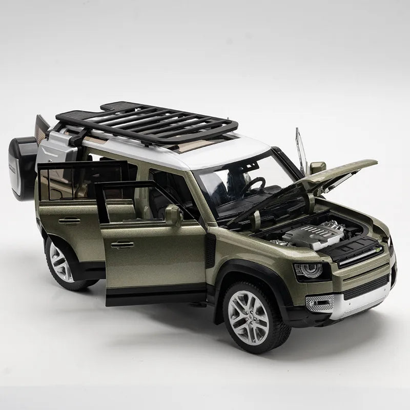 1:18 Land Rover Defender 110 Diecast Model Car – Alloy SUV with Sound & Light Collectible Toy Gift