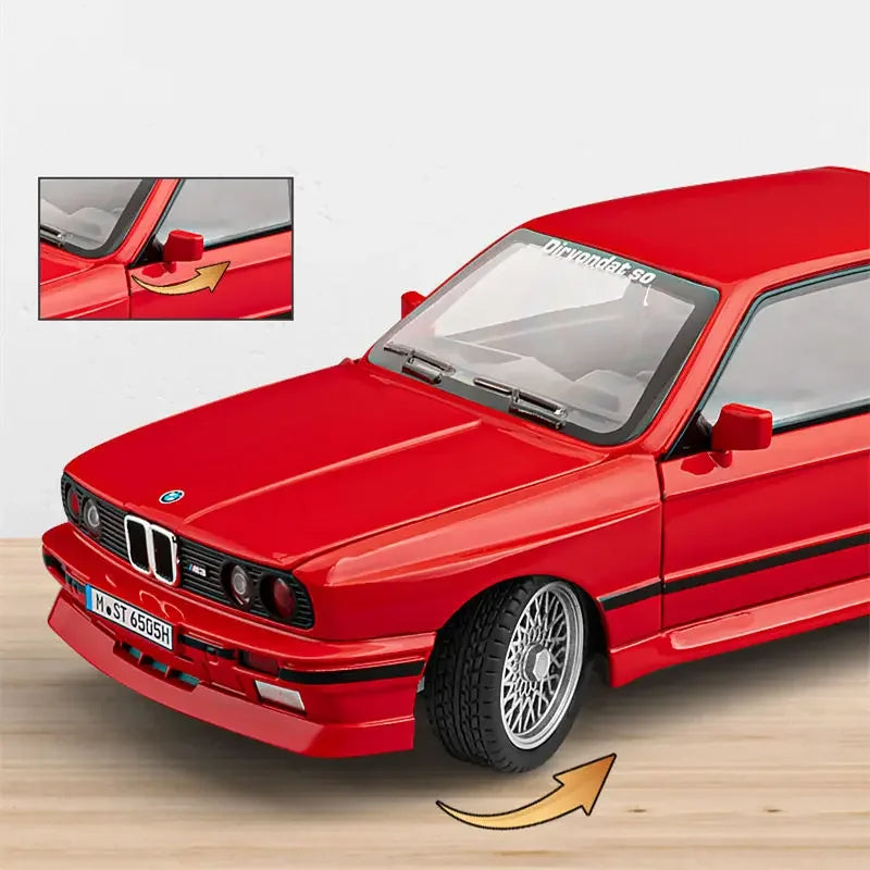 1:24 1988 BMW M3 E30 Diecast Alloy Model Car – Sound & Light Collectible Sports Car