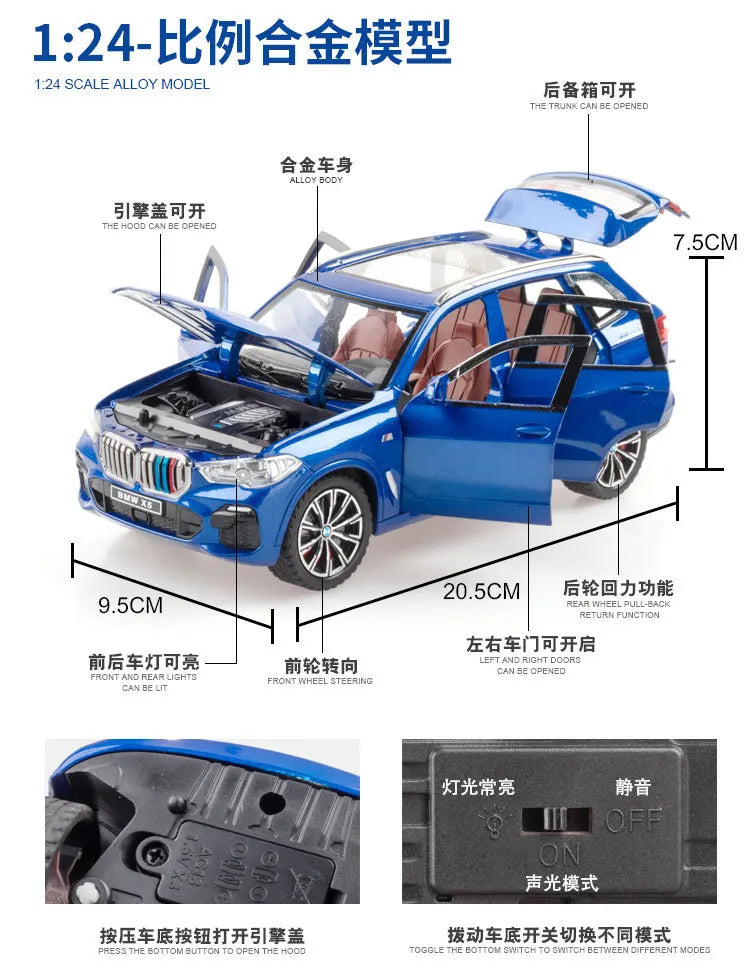 BMW X5 SUV Alloy Model Car with Sound and Lights